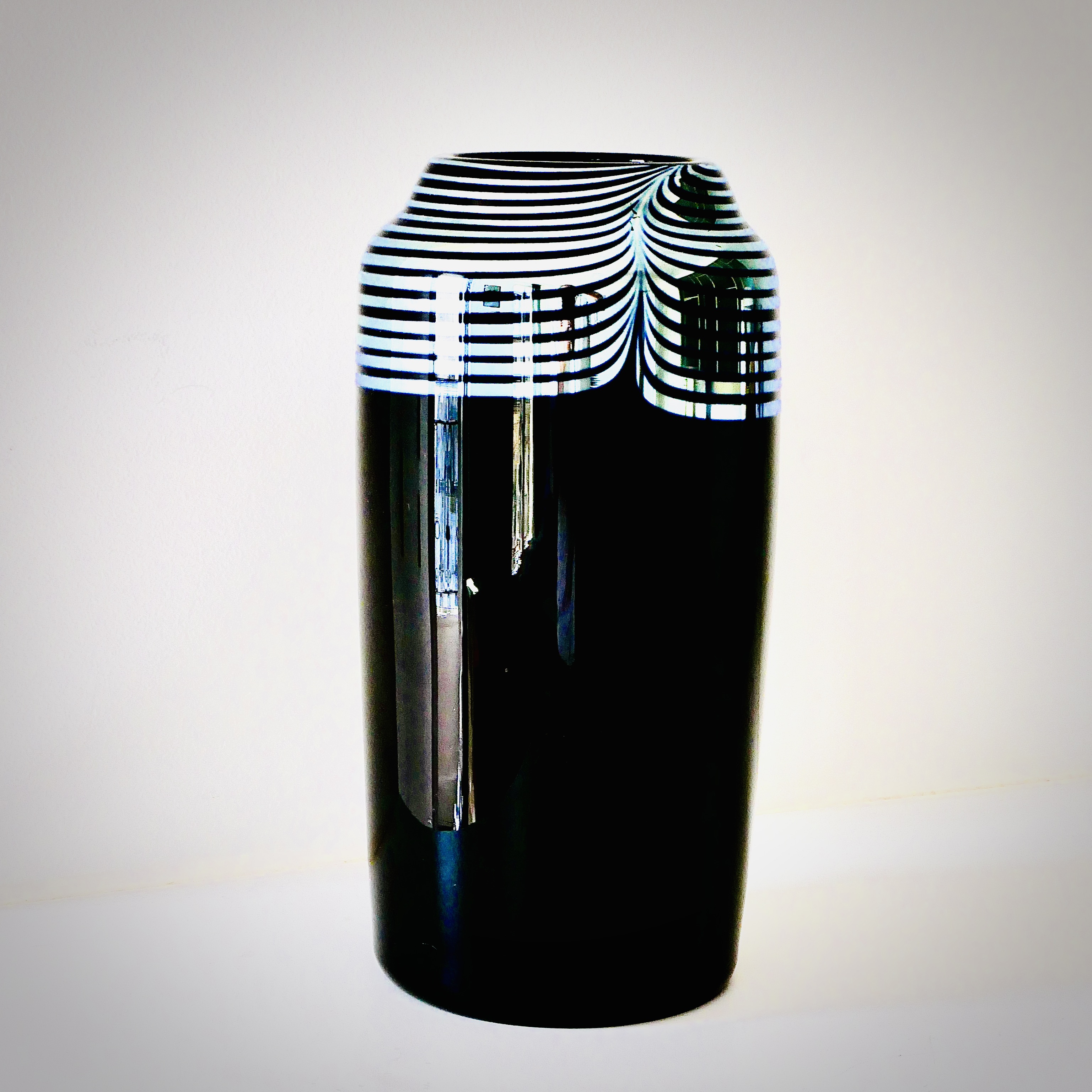 Art Glass Vase, Black and Silver, Correia, USA, 1984