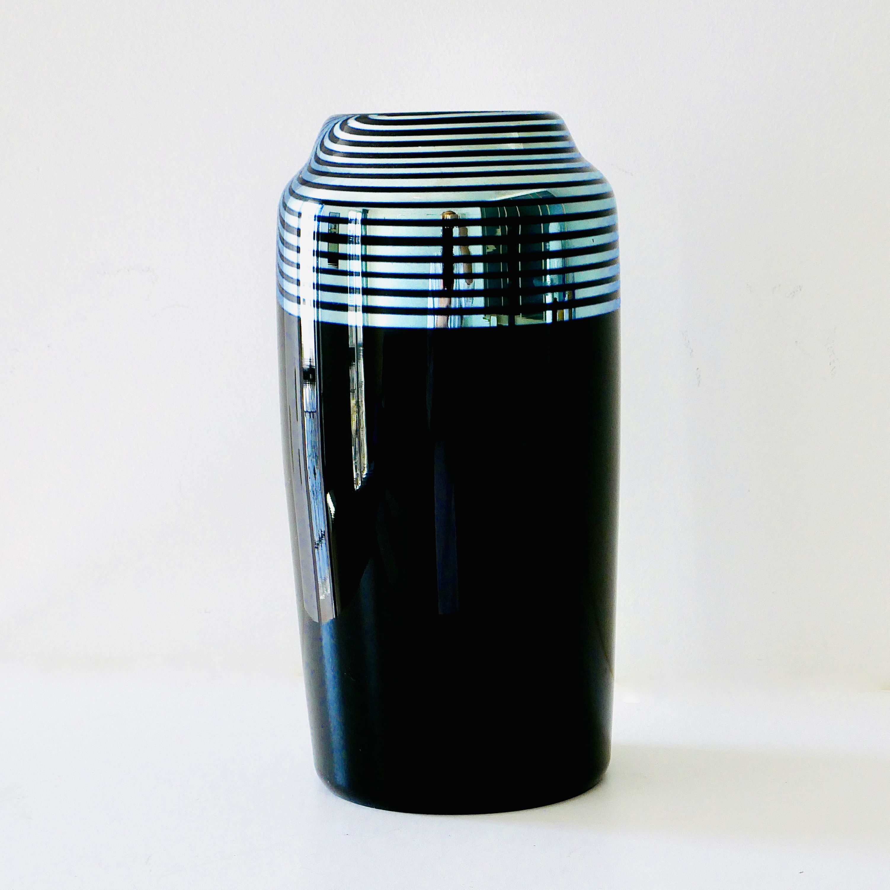 Art Glass Vase, Black and Silver, Correia, USA, 1984 - 3
