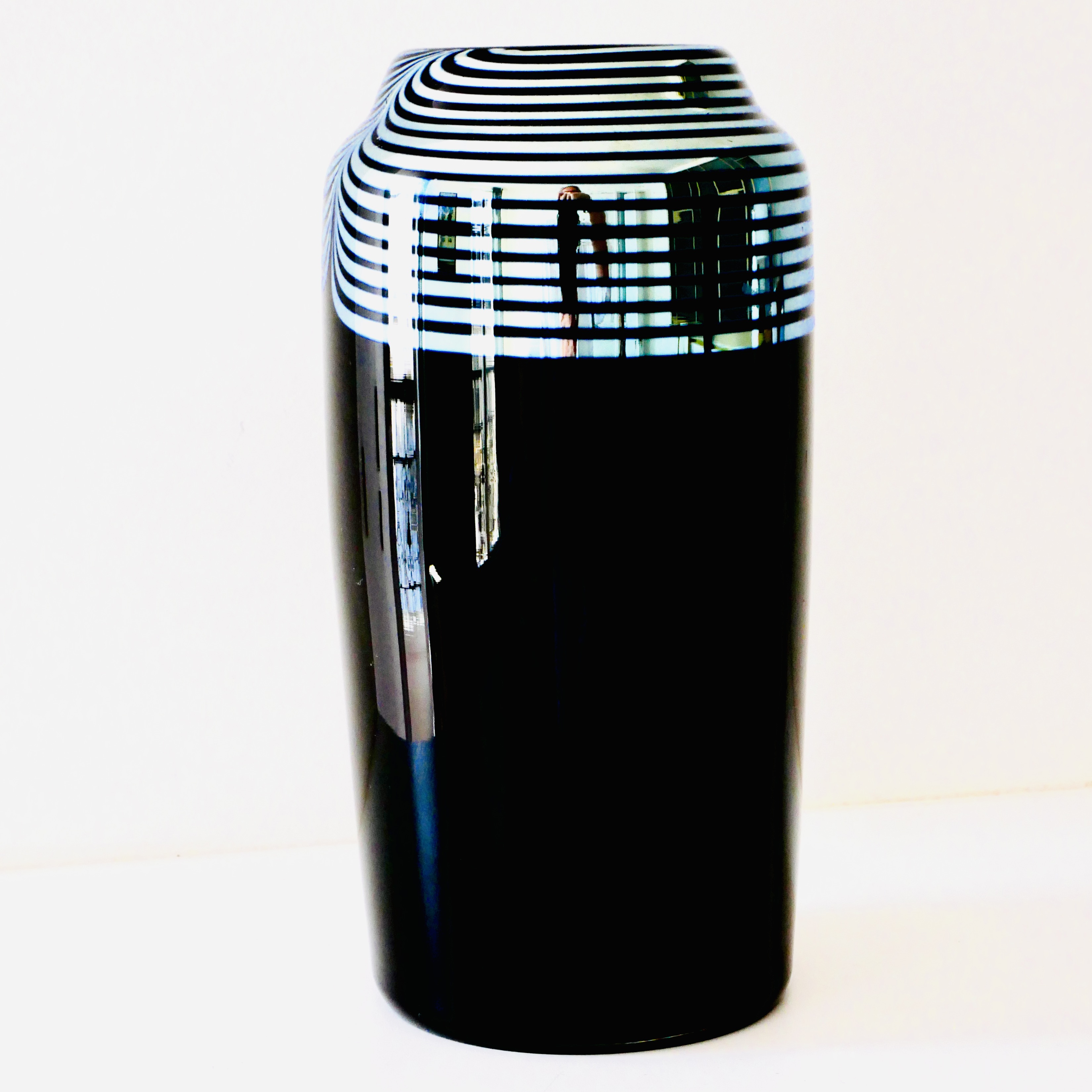 Art Glass Vase, Black and Silver, Correia, USA, 1984 - 5