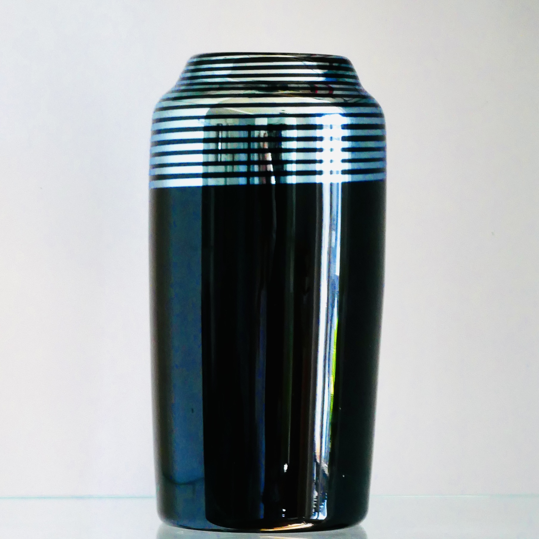 Art Glass Vase, Black and Silver, Correia, USA, 1984 - 6