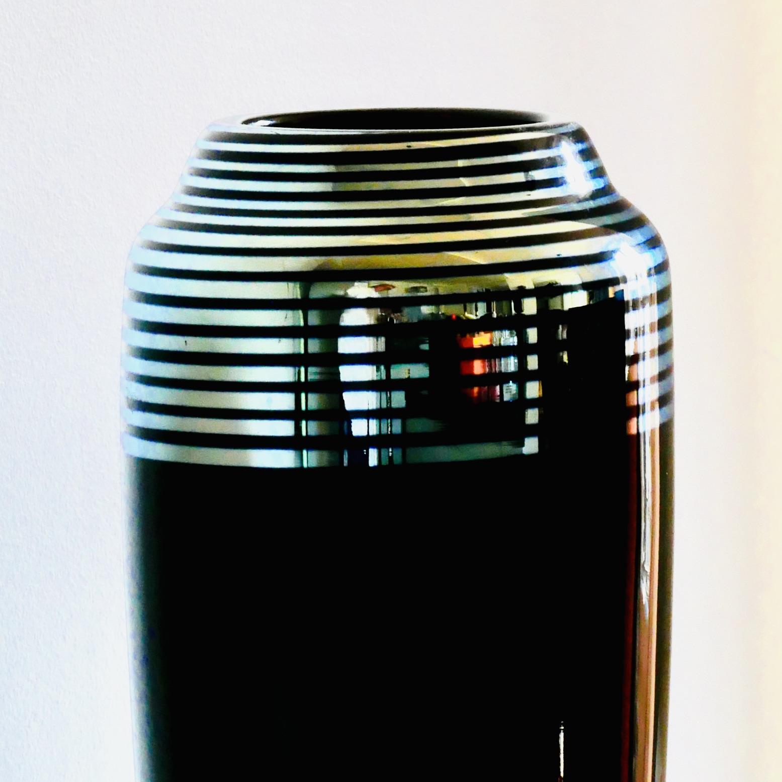 Art Glass Vase, Black and Silver, Correia, USA, 1984 - 7