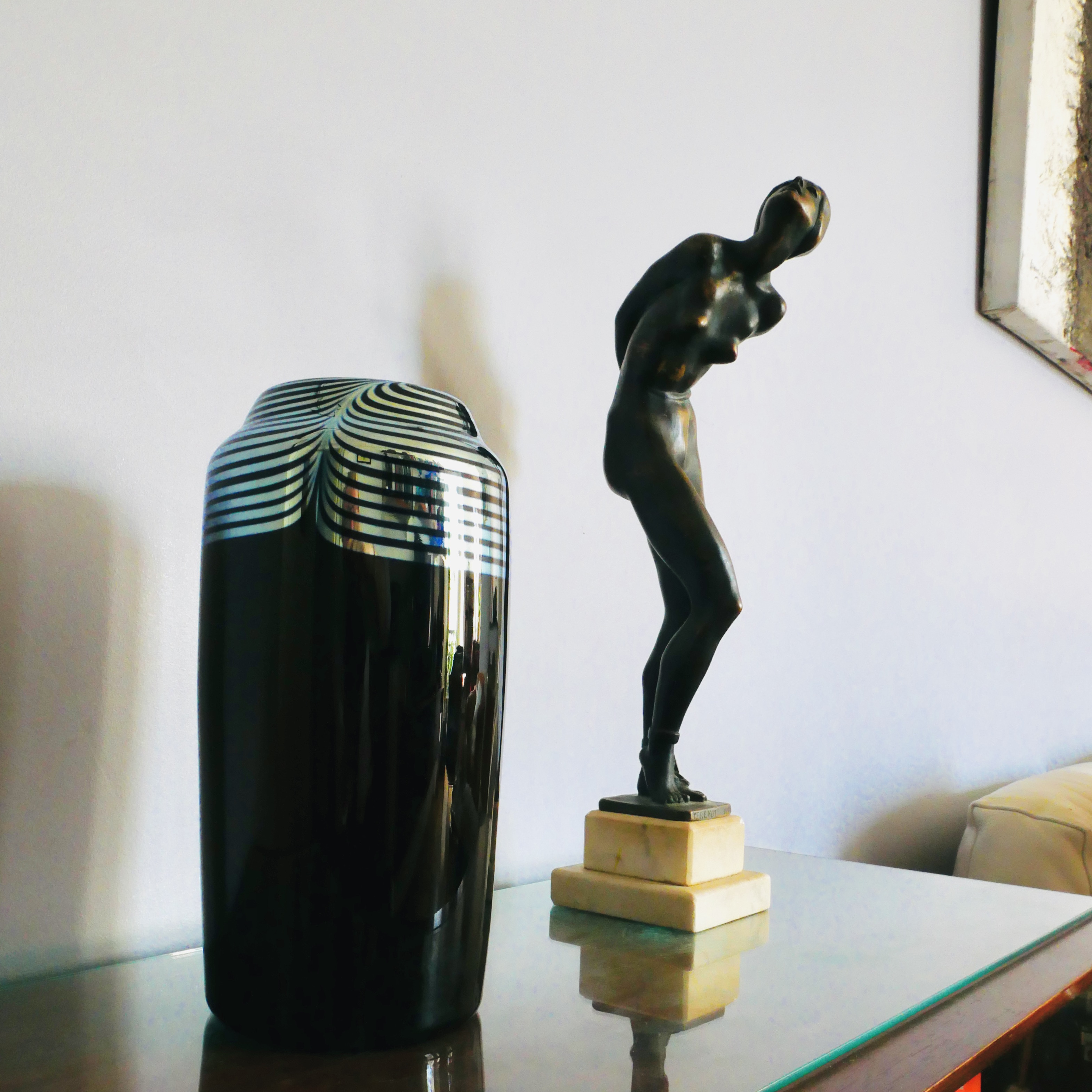 Art Glass Vase, Black and Silver, Correia, USA, 1984 - 10
