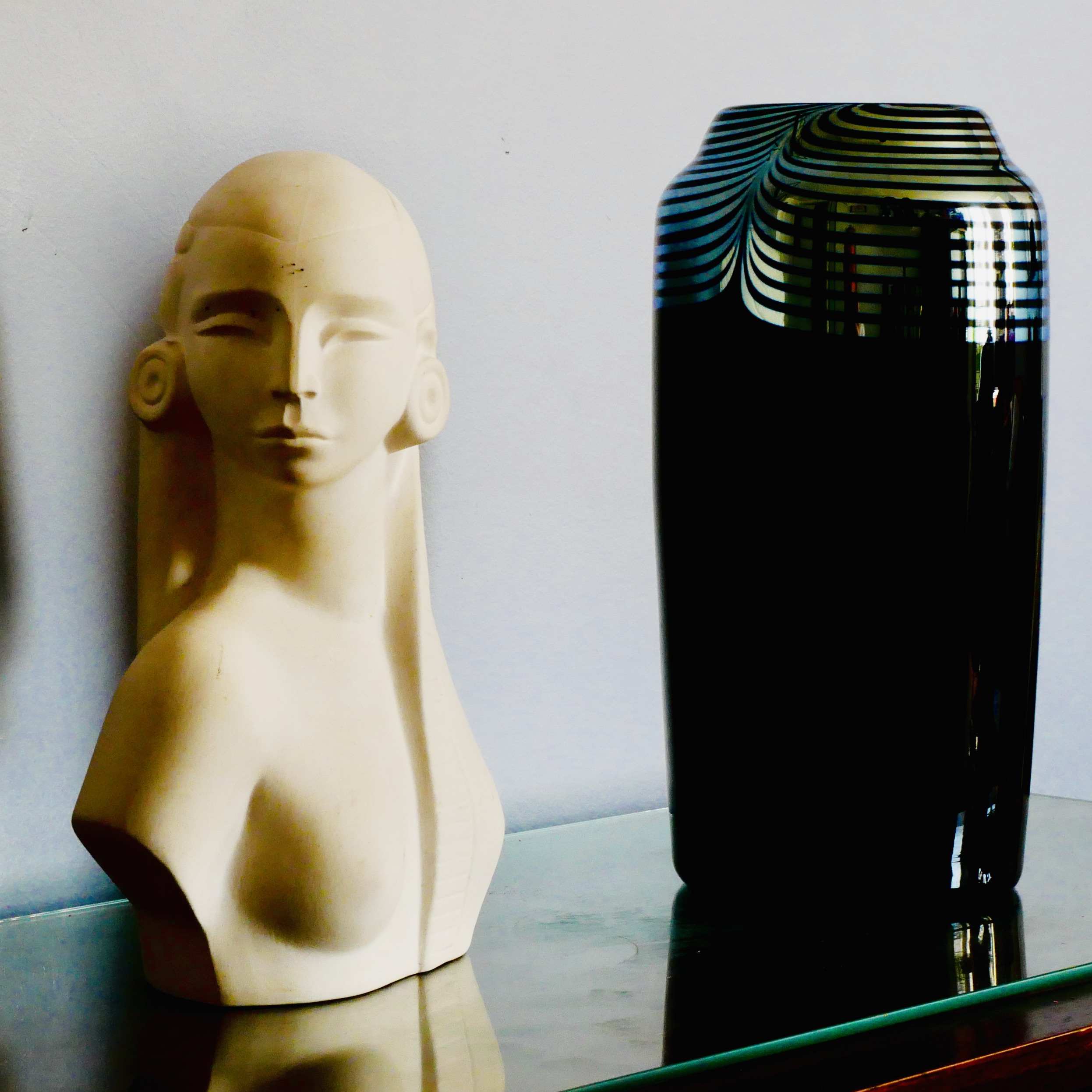 Art Glass Vase, Black and Silver, Correia, USA, 1984 - 11