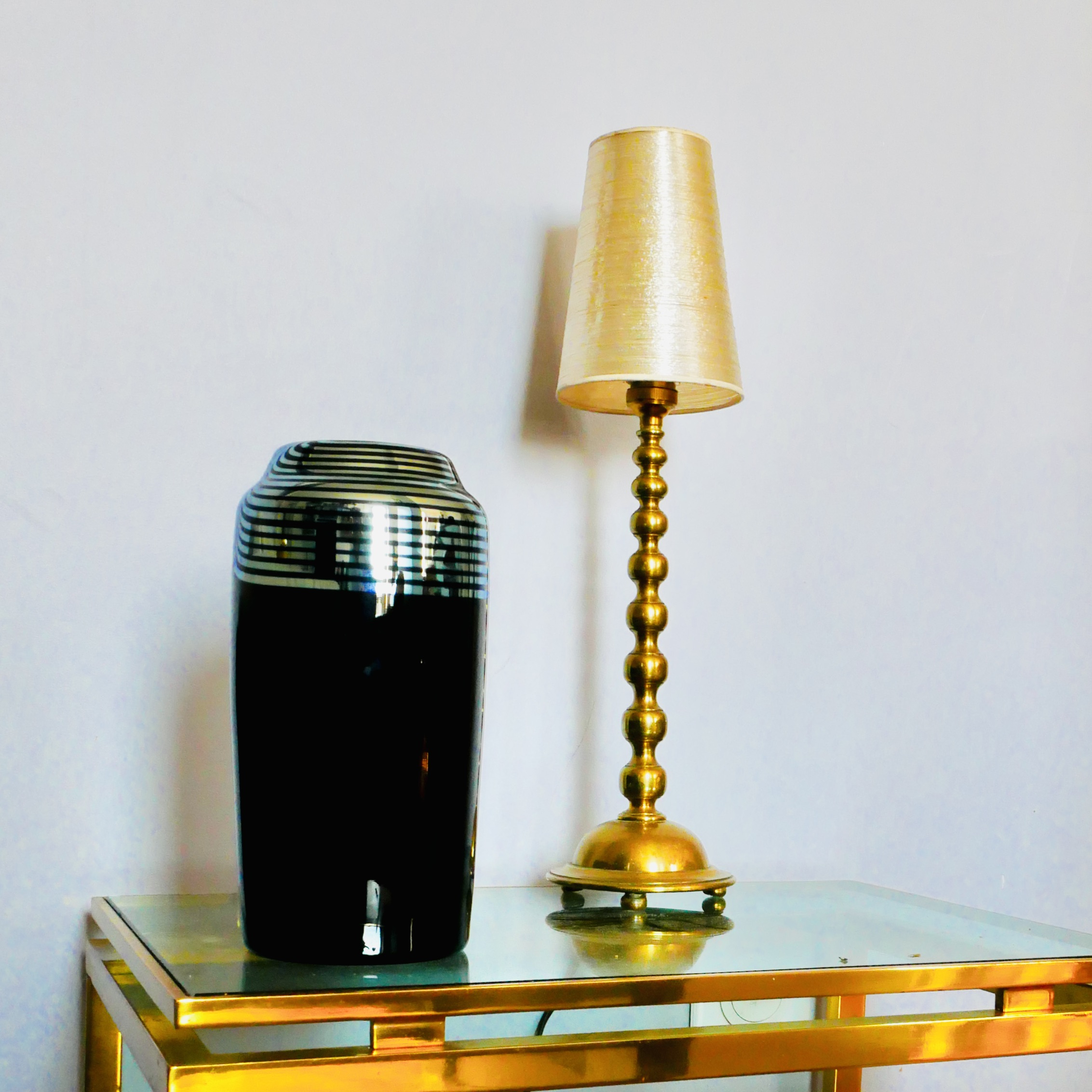 Art Glass Vase, Black and Silver, Correia, USA, 1984 - 12