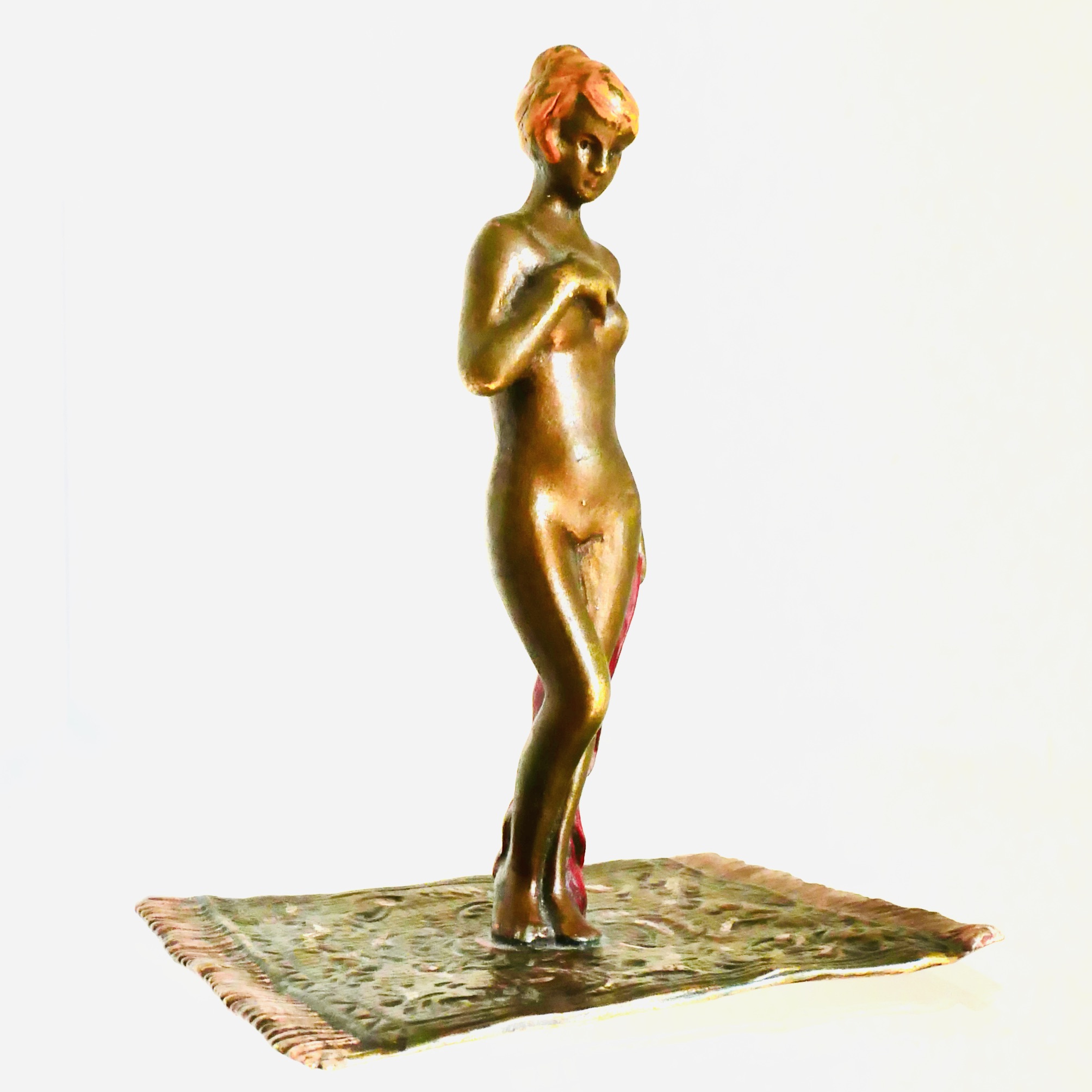 Bronze de Vienne, Jeune Femme Nue sur Tapis Oriental, Autriche, debut 20e